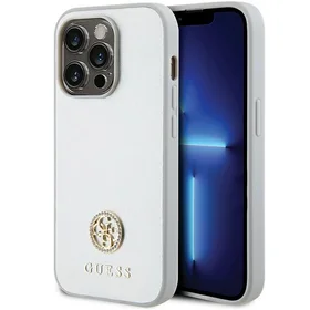 Guess Strass Metal Logo dėklas telefonui iPhone 15 Pro - sidabrinis