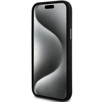 DKNY skystojo silikono metalinio logotipo dėklas telefonui iPhone 15 Plus / 14 Plus - juodas