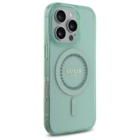 Guess IML Rhinestones Magnetinis dėklas telefonui iPhone 16 Pro Max - žalias