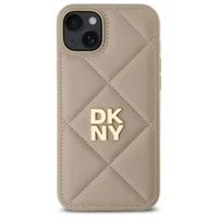 DKNY Quilted Stack Logo dėklas telefonui iPhone 15 Plus - smėlio spalvos