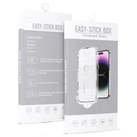 Grūdintas stiklas (m) su pilnu klijavimu, Easy-Stick dėžutė iPhone 15 Pro - juodas