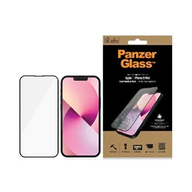PanzerGlass E2E Microfracture antibakterinis stiklas iPhone 13 mini - su juodu rėmeliu
