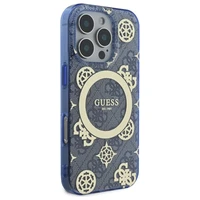 Guess GUHMP16XH4PYEEB iPhone 16 Pro Max 6.9" mėlynas/mėlynas kietas dėklas IML Peony On 4G Background Magnetinis