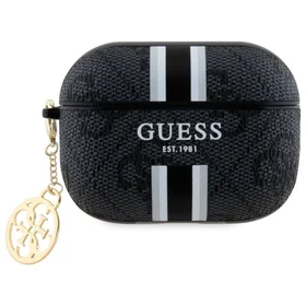 Guess GUAP2P4RPSK AirPods Pro 2 (2022/2023) dėklas juodas 4G Printed Stripes Charm