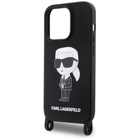 Karl Lagerfeld KLHCP15XSCBSKNK iPhone 15 Pro Max 6.7" kietas dėklas juodas/juodas Crossbody Silikoninis Ikonik