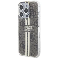 Guess IML 4G Gold Stripe dėklas telefonui iPhone 15 Pro - rudas