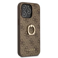 Guess GUHCP13L4GMRBR iPhone 13 Pro / 13 6.1" rudas/rudas kietas dėklas 4G su žiedo stovu