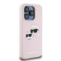 Karl Lagerfeld Silikoninis Karl&Choupette MagSafe dėklas iPhone 15 Pro Max - rožinis