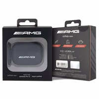 AMG AMAP2SLWK AirPods Pro 2 (2022/2023) dėklas juodas/juodas odinis baltas logotipas