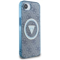 Guess IML Metal Glitter 4G Circle Triangle Magnetinis dėklas telefonui iPhone 16e - mėlynas
