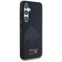Originalus dėklas RED BULL odinis su reljefiniu buliu MagSafe Samsung Galaxy S25 tamsiai mėlynas