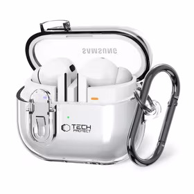 Tech-Protect FlexAir dėklas su karabinu, skirtas Samsung Galaxy Buds 3 / 3 Pro – skaidrus