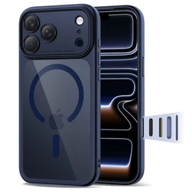 "Tech-Protect Magpeak Magsafe CC" dėklas "iPhone 17 Pro Max" - skaidrus, tamsiai mėlynas