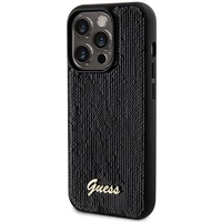 Guess Sequin Script Metal dėklas telefonui iPhone 13 Pro / 13 - juodas