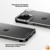 PanzerGlass kietas dėklas su D3O ir karinės klasės sertifikatu iPhone 15 Pro Max - permatomas