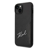 Karl Lagerfeld Signature Logo kortelių dėklas telefonui iPhone 14 Plus - juodas
