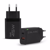 Blavec sieninis įkroviklis BC-5 GaN - USB + Type C - PD QC 45W 3A (TCBC5G-UCB453A) juodas