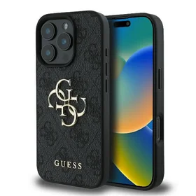 Guess 4G Didelio Logotipo dėklas iPhone 16 Pro Max - juoda