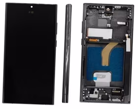Ekranas Samsung S908 S22 Ultra su lietimui jautriu stikliuku ir rėmeliu Black OLED (real size)
