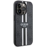 GUESS dėklas IPHONE 14 Pro Max suderinamas su MagSafe GUHMP14XP4RPSK (4G atspausdintos juostos) juodas