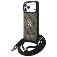 Guess 4G didelio logotipo virvelės kryžminis dėklas iPhone 17 Pro Max - rudas