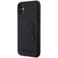 Karl Lagerfeld KLHCN613DRKNK iPhone 11 / Xr 6.1" juodas/juodas kietas dėklas guminis Karlo galva 3D