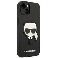 Karl Lagerfeld Saffiano Karl's Head Patch dėklas telefonui iPhone 14 Plus - juodas