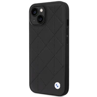 Dėklas BMW BMHCP14S22RQDK iPhone 14 6.1" juoda/juoda Odinis Dygsniuotas