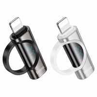 Adapteris Lightning į USB-C Hoco PD 2,4A 27W su skaitmenine indikacija UA32B sidabro spalvos