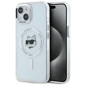 Karl Lagerfeld IML Metalinė Choupette galva MagSafe dėklas iPhone 15 - baltas