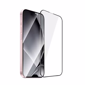 Apsauginis stiklas su metalo rėmu skirtas iPhone 15 6,1" / iPhone 16 6,1", juodas rėmas