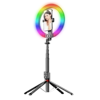 Blavec Selfie žiedo lempa Aluminium Aura LED RGB žiedas P-50 25cm trikojis + nuotolinio valdymo pultas + 2,3 metrai (RLP50-TRB23) juoda