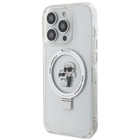 Karl Lagerfeld KLHMP15XHMRSKCH iPhone 15 Pro Max 6.7" baltas kietasis dėklas su žiediniu stovu Karl&Choupette MagSafe