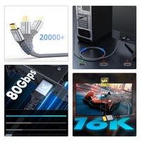 Wozinsky WPS-16AYL2S DisplayPort 2.1 kabelis VESA sertifikuotas 80 Gb/s 16K@60Hz 8K@120Hz 4K@240Hz HDR HDCP DSC 2m - juodas