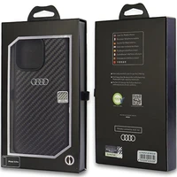 Audi Anglies pluošto iPhone 14 Pro 6.1" juodas/juodas kietas dėklas AU-TPUPCIP14P-R8/D2-BK