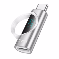 Adapteris USB-C į Lightning Hoco 3A 60W su skaitmenine indikacija UA32A sidabrinis