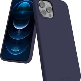 Dėklas Mercury Silicone Case Apple iPhone 12 Pro Max tamsiai mėlynas