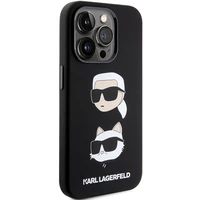 Karl Lagerfeld silikoninis Karl & Choupette galvos dėklas telefonui iPhone 15 Pro Max - juodas