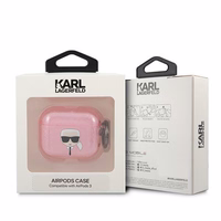 Karl Lagerfeld blizgus Karl's Head dėklas AirPods 3 ausinėms - rožinis