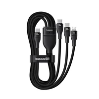 Baseus Flash Series 3 3in1 kabelis 100W USB-C - USB-C+USB-C+Lightning 1.5m + 3 x 0.25m - juodas