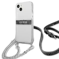 Guess GUHCP13SKC4GBSI iPhone 13 mini 5.4" Permatomas kietas dėklas 4G Pilkas Dirželis Sidabrinė Grandinė