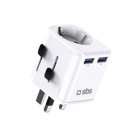 SBS universalus kelioninis adapteris - EU 2xUSB-A - baltas
