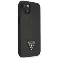 Guess GUHCP14MPSATLK iPhone 14 Plus 6.7 "juodas/juodas kietas dėklas SaffianoTriangle Logo