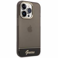 Guess GUHCP14LHGCOK iPhone 14 Pro 6.1 juodas / juodas kietasis dėklas permatomas