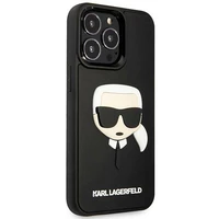Karl Lagerfeld KLHCP14LKH3DBK iPhone 14 Pro 6.1 juodas kietasis dėklas 3D guminė Karlo galva