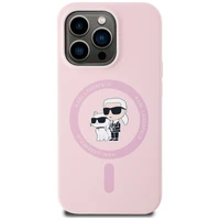 Karl Lagerfeld silikoninis Karl&Choupette Magnetinis dėklas telefonui iPhone 14 Pro Max - rožinis