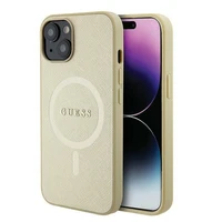 Guess GUHMP15MPSAHMCB iPhone 15 Plus 6.7" auksinis/auksinis kietas dėklas Saffiano MagSafe
