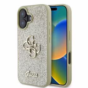 Guess Fixed Glitter Big 4G dėklas telefonui iPhone 16 Plus - auksinis