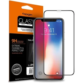 Spigen Glass FC grūdintas stiklas su juodu rėmeliu iPhone X / XS / 11 Pro