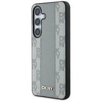 DKNY odinis languoto rašto magnetinis dėklas telefonui Samsung Galaxy S25 - rusvai pilkas